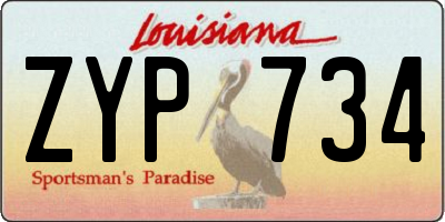 LA license plate ZYP734