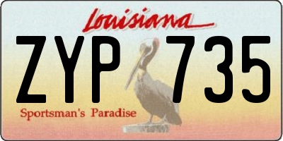 LA license plate ZYP735