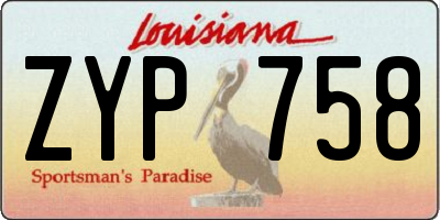 LA license plate ZYP758