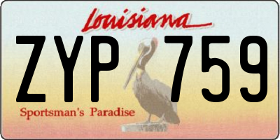 LA license plate ZYP759