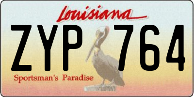 LA license plate ZYP764