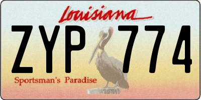 LA license plate ZYP774