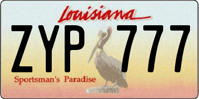 LA license plate ZYP777