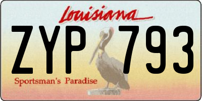 LA license plate ZYP793