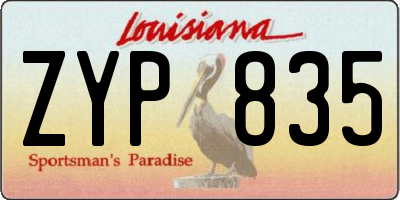 LA license plate ZYP835