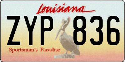 LA license plate ZYP836