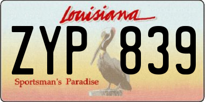 LA license plate ZYP839