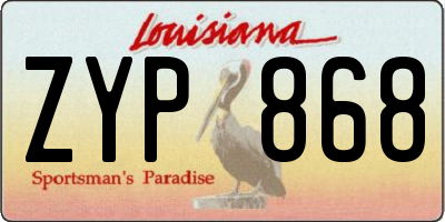 LA license plate ZYP868