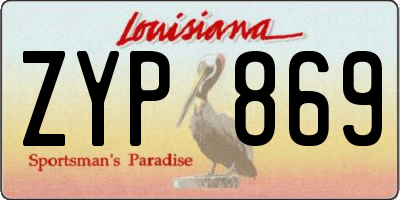 LA license plate ZYP869