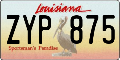 LA license plate ZYP875
