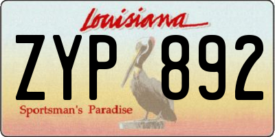 LA license plate ZYP892