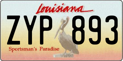 LA license plate ZYP893