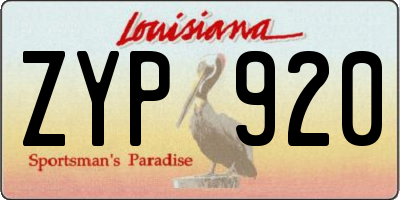 LA license plate ZYP920