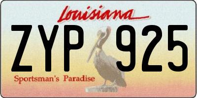 LA license plate ZYP925