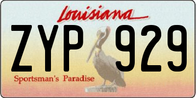 LA license plate ZYP929