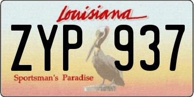 LA license plate ZYP937