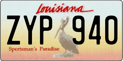 LA license plate ZYP940