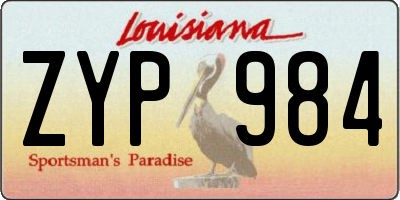 LA license plate ZYP984