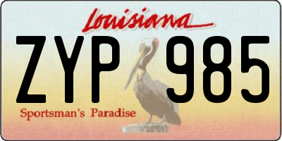 LA license plate ZYP985