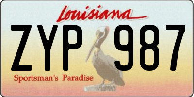 LA license plate ZYP987