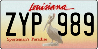 LA license plate ZYP989