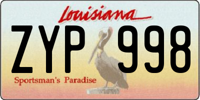 LA license plate ZYP998