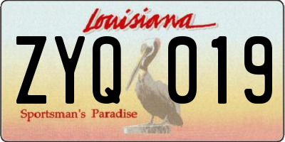 LA license plate ZYQ019