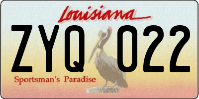 LA license plate ZYQ022