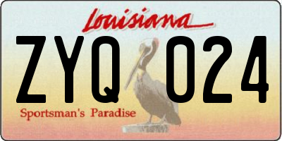 LA license plate ZYQ024