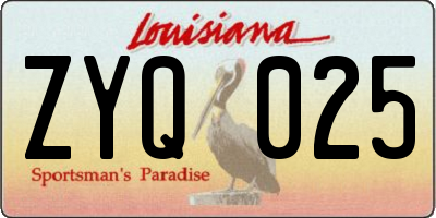 LA license plate ZYQ025