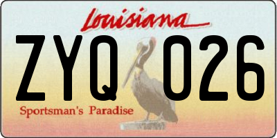 LA license plate ZYQ026