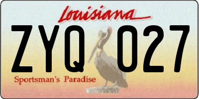 LA license plate ZYQ027