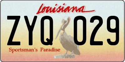 LA license plate ZYQ029
