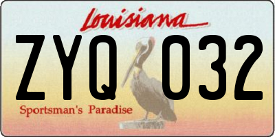 LA license plate ZYQ032