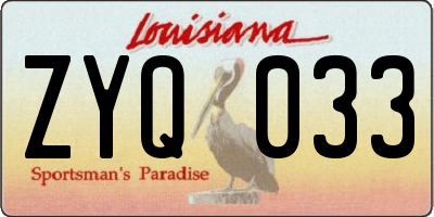 LA license plate ZYQ033