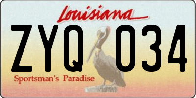 LA license plate ZYQ034