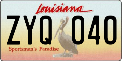 LA license plate ZYQ040