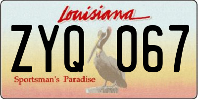 LA license plate ZYQ067