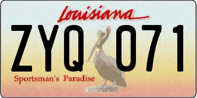 LA license plate ZYQ071