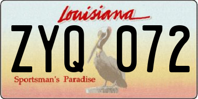 LA license plate ZYQ072