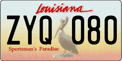 LA license plate ZYQ080