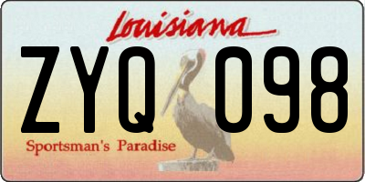 LA license plate ZYQ098
