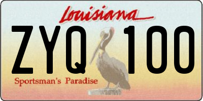 LA license plate ZYQ100