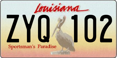 LA license plate ZYQ102