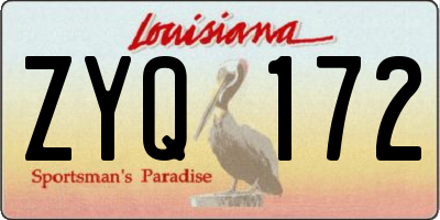 LA license plate ZYQ172