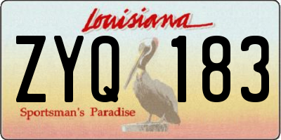 LA license plate ZYQ183