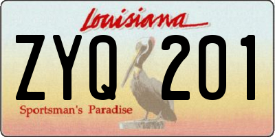 LA license plate ZYQ201