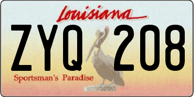 LA license plate ZYQ208