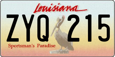 LA license plate ZYQ215