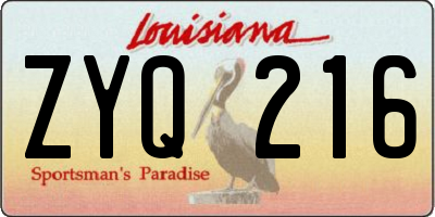 LA license plate ZYQ216